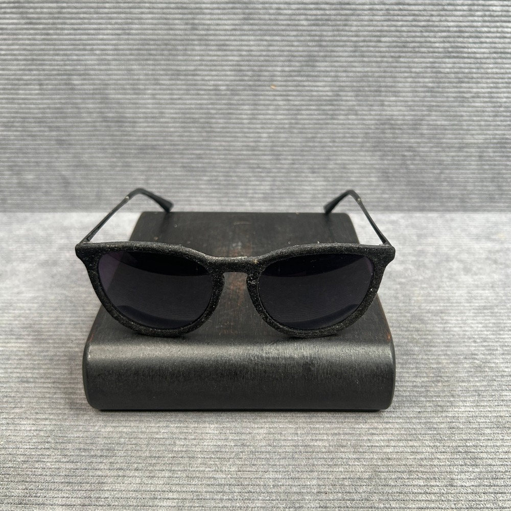 Resplendent Black Velvet Round Sunglasses Dark Tinted Lens Textured Frames Y2k